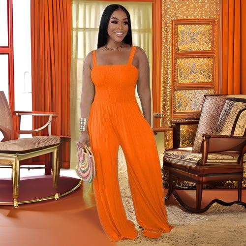 Bodycon Halter Wide Leg Jumpsuit With Pockets