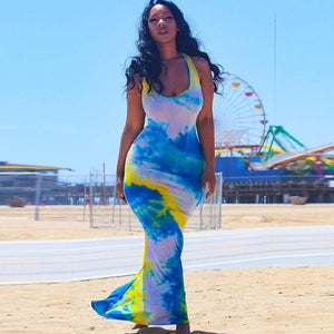 Boho Floral Beach  Tie-dye Sundress - Dream Voltage Apparel