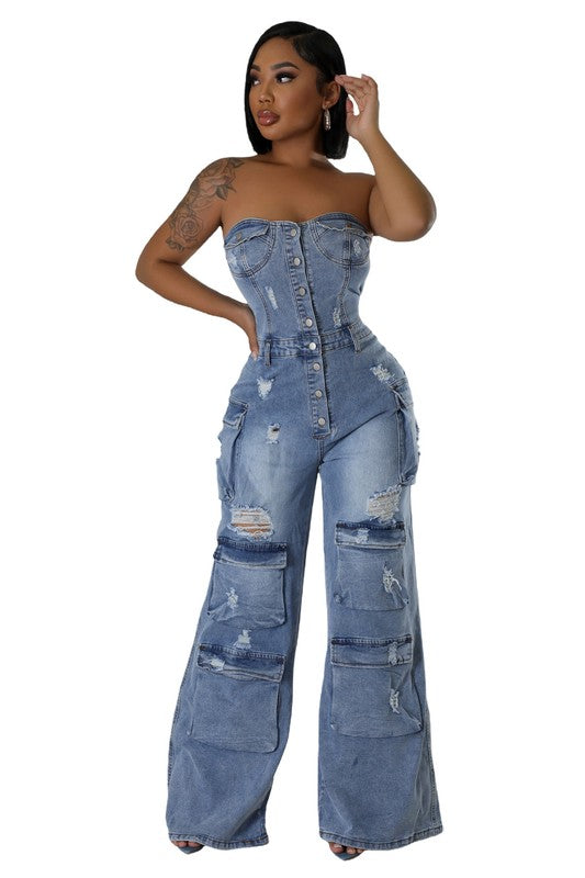 WOMEN FASHION DENIM JUMPSUIT