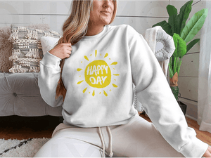 Sun With Hand Drawn Letters Happy Day Vector Summer Print For Clothes