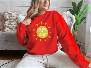 Sun With Hand Drawn Letters Happy Day Vector Summer Print For Clothes