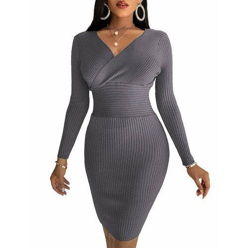 Wrap Backless Knit Bodycon Dress - Dream Voltage Apparel