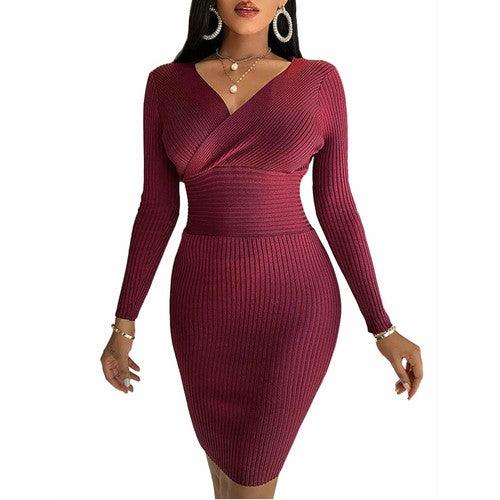 Wrap Backless Knit Bodycon Dress - Dream Voltage Apparel