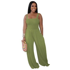 Bodycon Halter Wide Leg Jumpsuit With Pockets