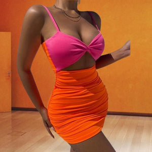 Cut Out Sleeveless Bodycon Slip Neon Party occasion Dress